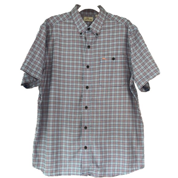 Bob Timberlake Shirt Cotton Button Down Short Sleeve Plaid‎ Men’s Size Large - Picture 1 of 4